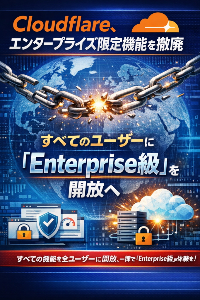 Cloudflare、エンタープライズ限定機能を撤廃― すべてのユーザーに「Enterprise級」を開放へ
